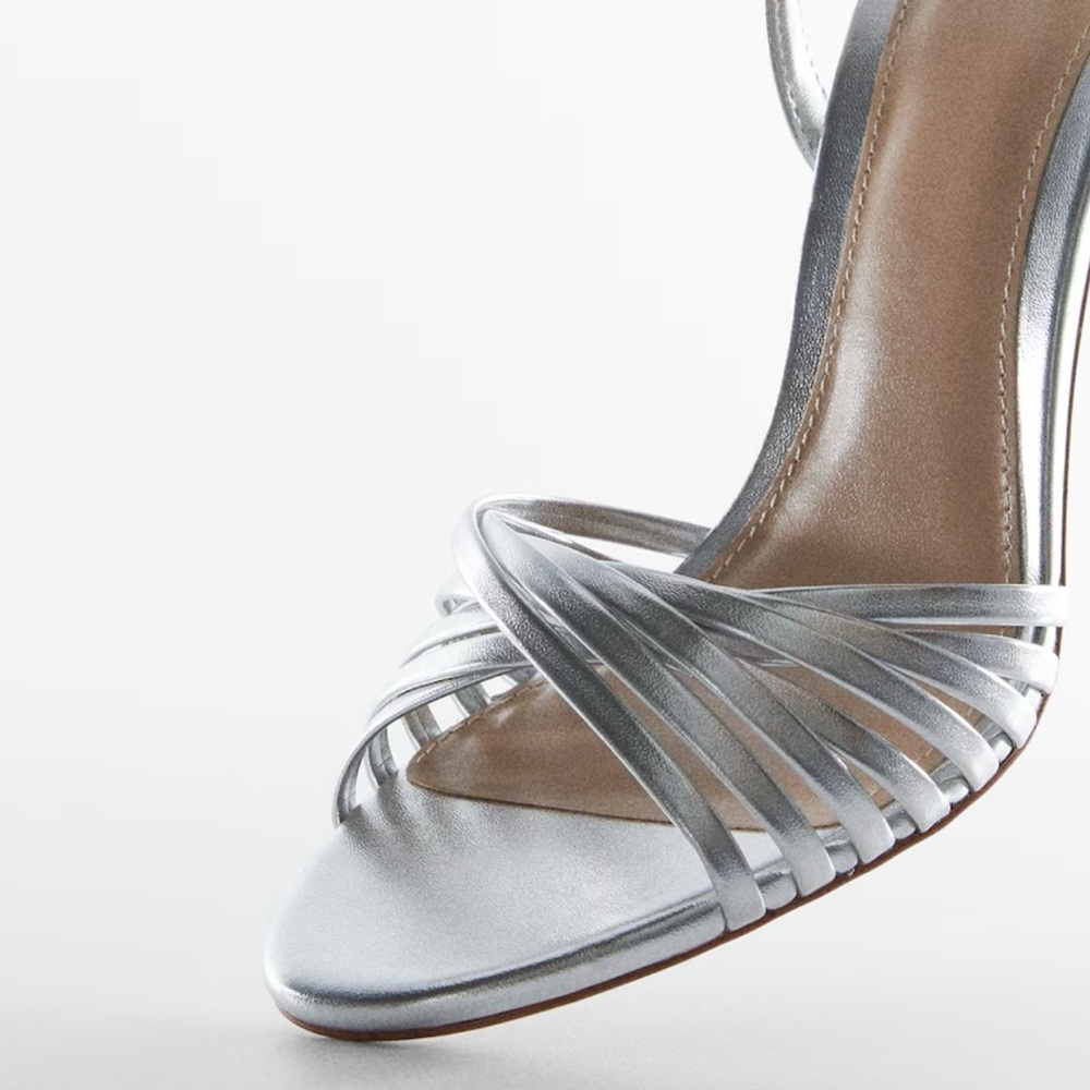 MANGO Strappy Heels in Silver - Picture 3 of 4